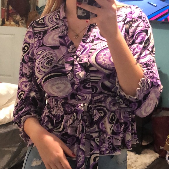 60’s ‘hippie’ patterned, tie up shirt - Picture 2 of 3